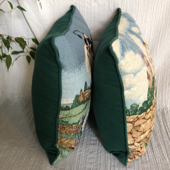 Vintage HUMPTY DUMPTY & THE COW JUMPED OVER THE MOON embroidered throw pillows - Picture 5 of 8